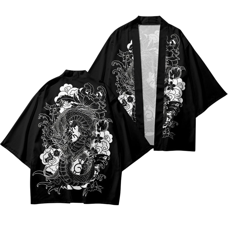 Japanese Style Dragon Kimono Dress 7