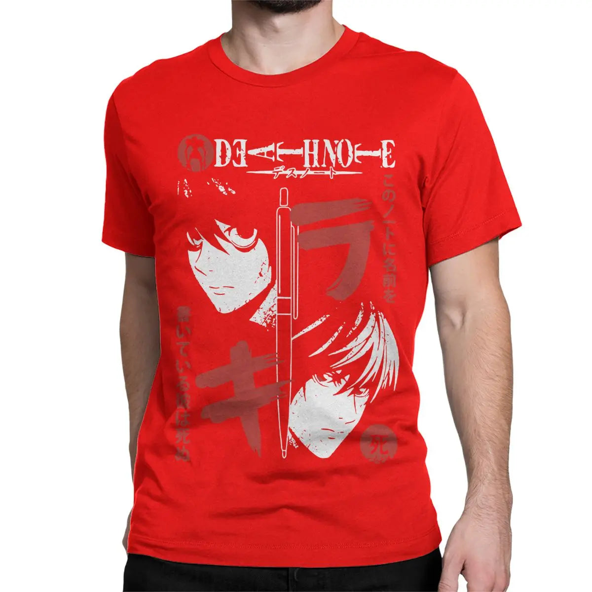 Death Note L and Kira Portrait Tshirt Red
