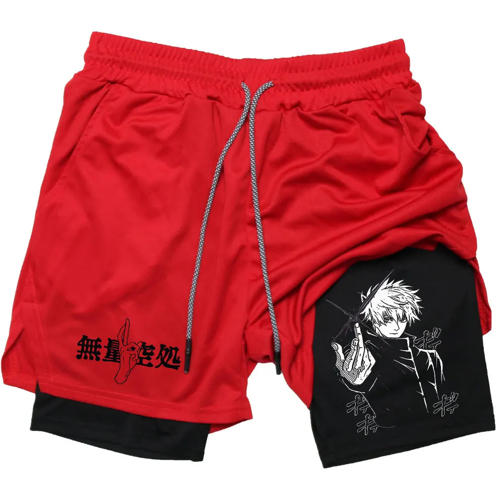 Gojo Satoru Gym Compression Shorts red