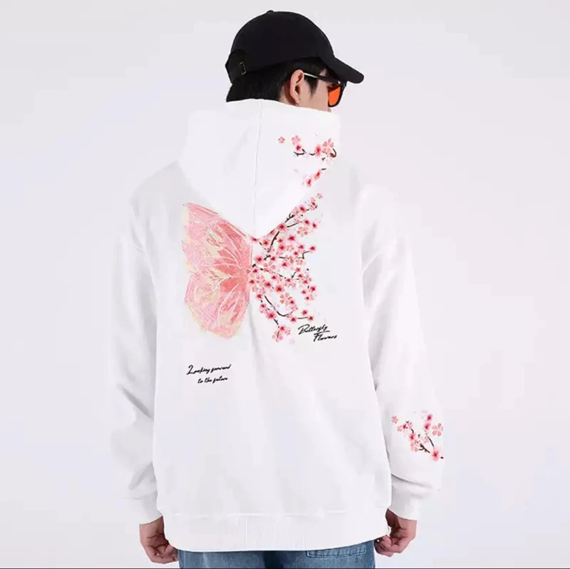 Japanese Butterfly Embroidery Hoodie