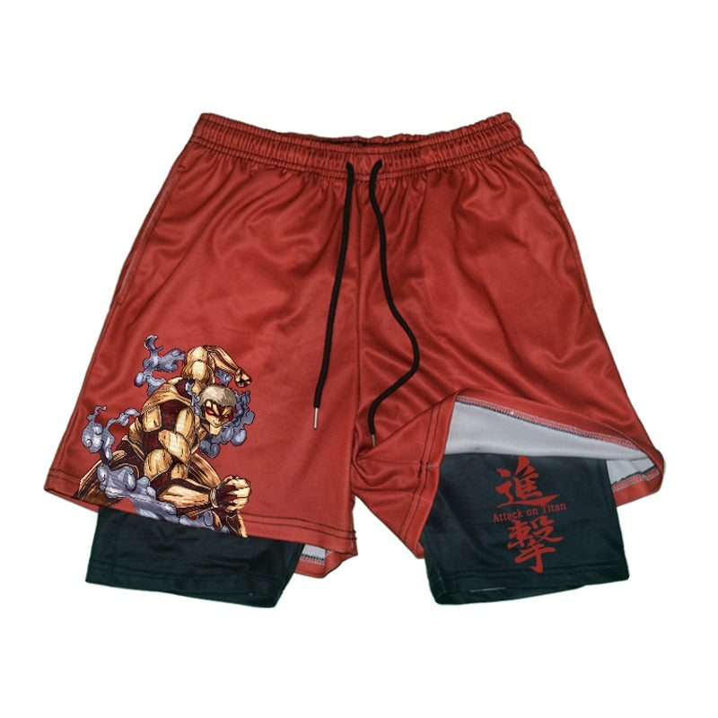 Attack on Titan Eren Performance Gym Shorts Red1