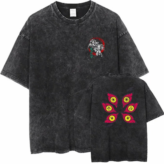 Demon Slayer Kokushibo Washed T-shirt Black