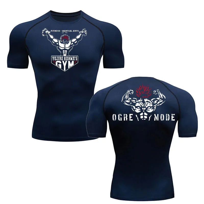 Baki Hanma Gym Fit Tshirt navy blue2