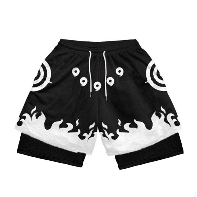 Naruto Print Double Mesh Shorts style9