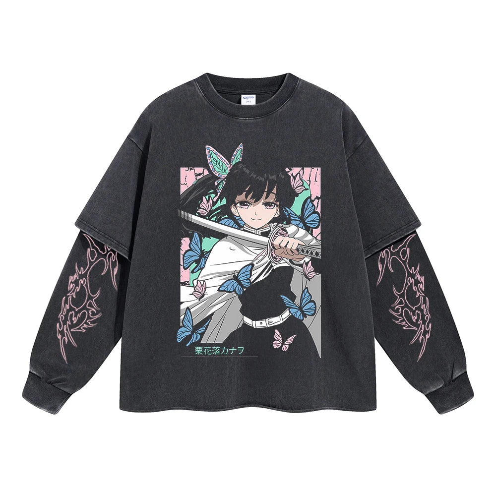 Kimetsu no Yaiba Anime Double Layer Sweatshirt Black 13