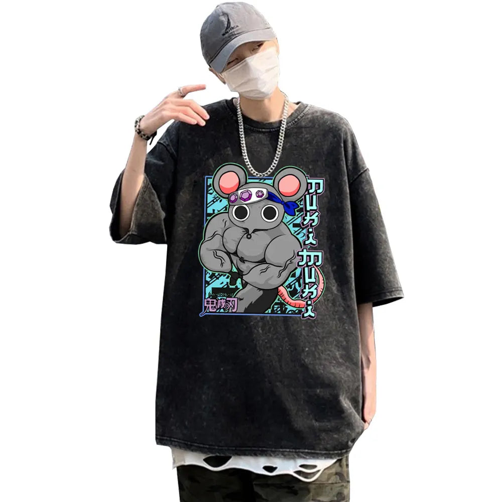 Demon Slayer Uzui Tengen Print T-shirt Black 10