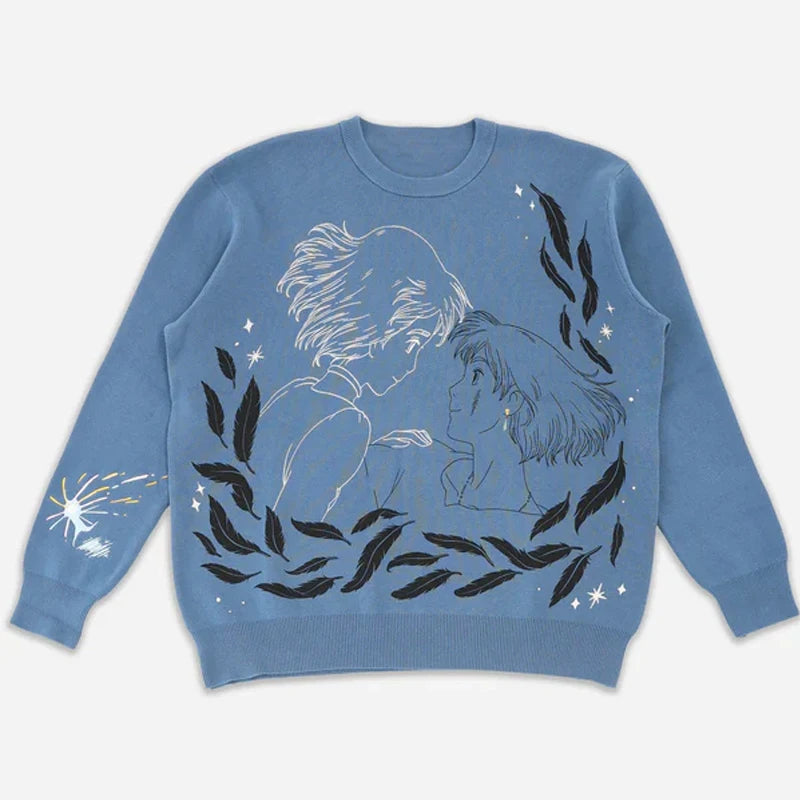 Howls Moving Castle Anime Sweater Blue