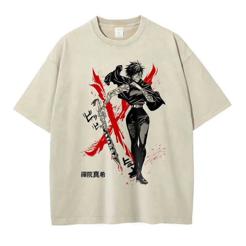 Zenin Maki Jujutsu Kaisen Washed Tshirt Style 4