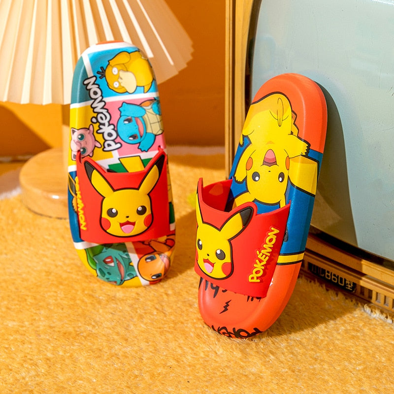 Pikachu Slippers Flip Flops pikaqiu tuoxie red