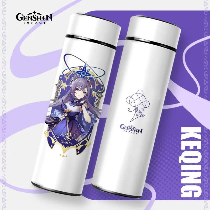 TANSHOW Genshin Impact Thermos Water Bottle Merch 13.5 Ounce Stainless  Steel Anime Kids Insulated Reusable Water Bottle (keqing)