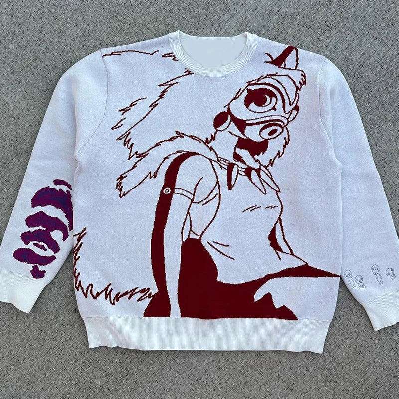 Princess Mononoke Anime Sweater White