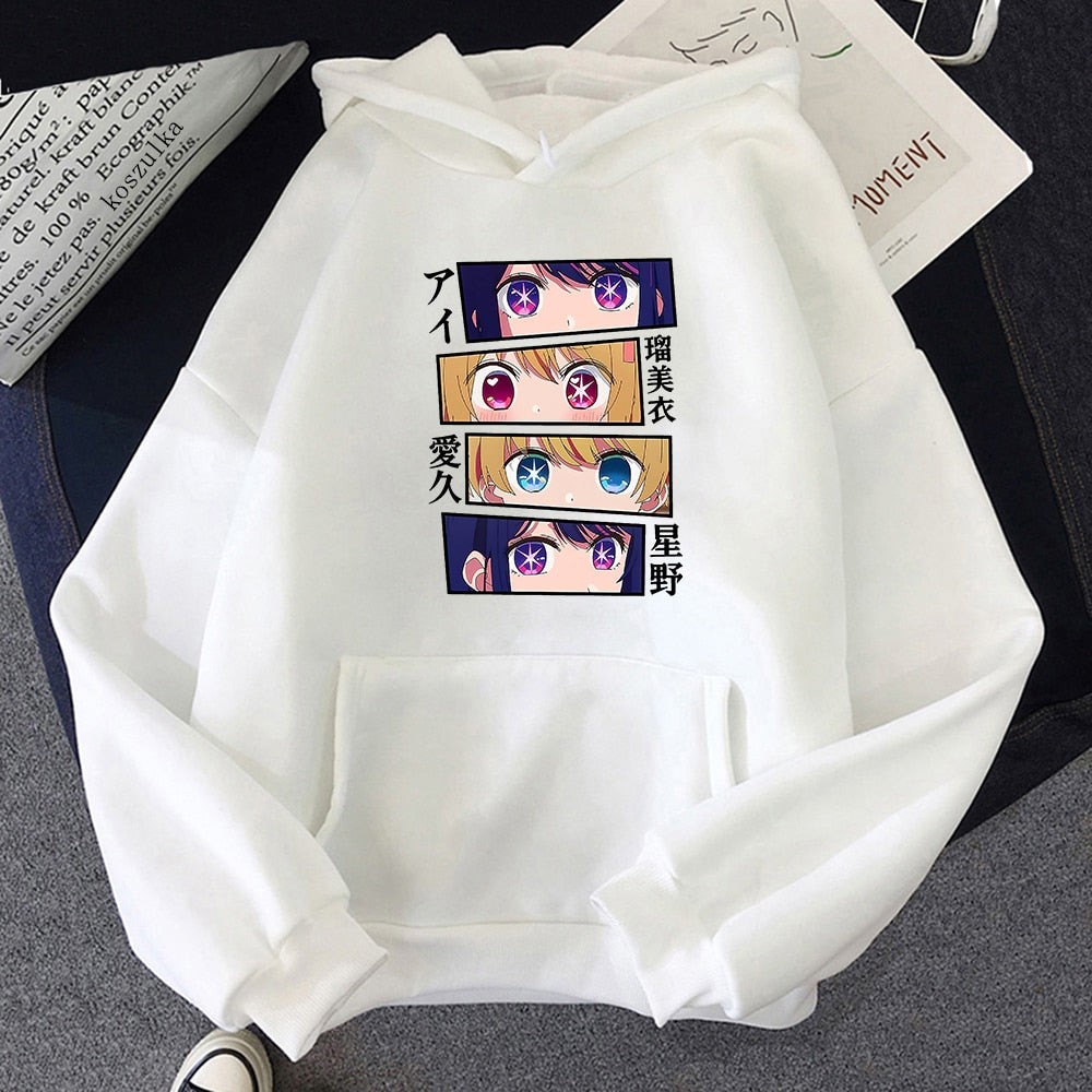 Oshi No Ko Cute Printed Hoodie White