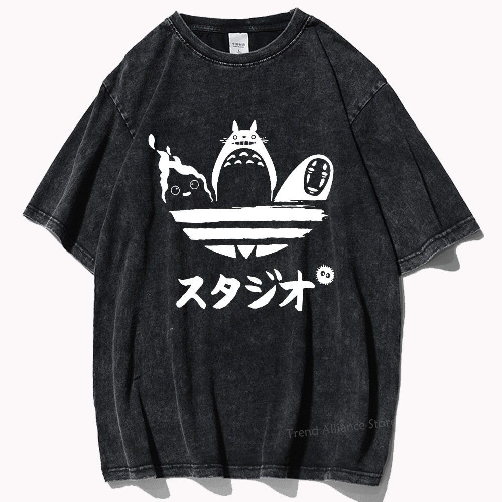 Studio Ghibli T shirt Washed Black4