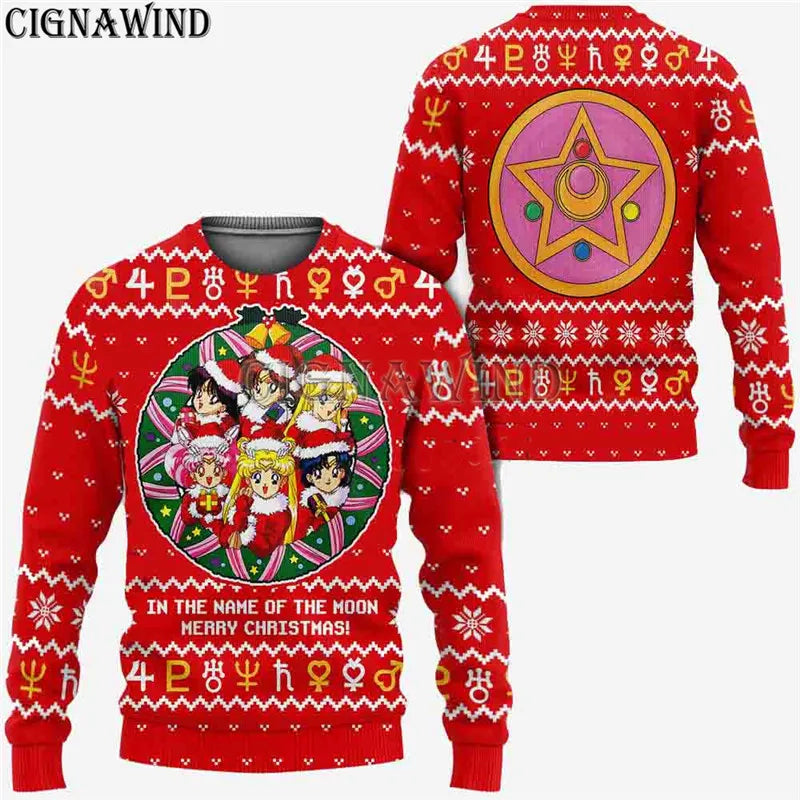 Sailor moon Christmas Ugly Sweater Red