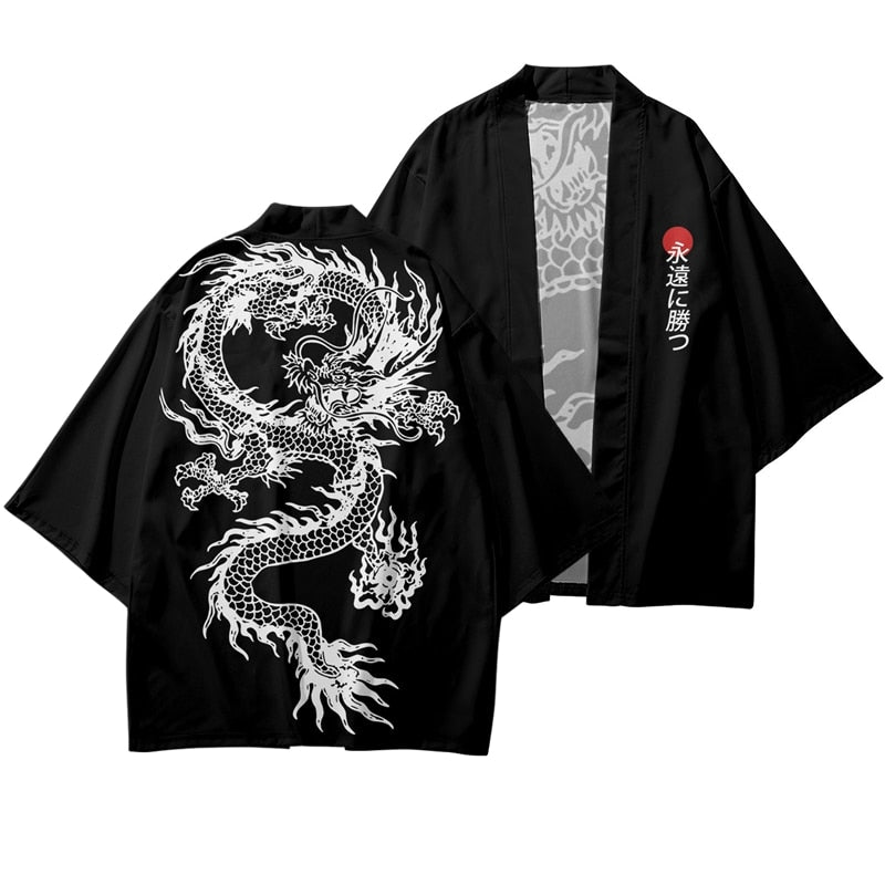 Japanese Style Dragon Kimono Dress 5