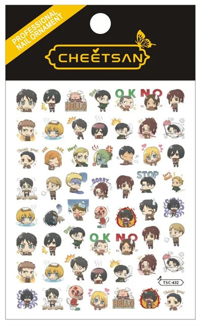 Attack on Tatin Anime Acrylic Nails Sticker