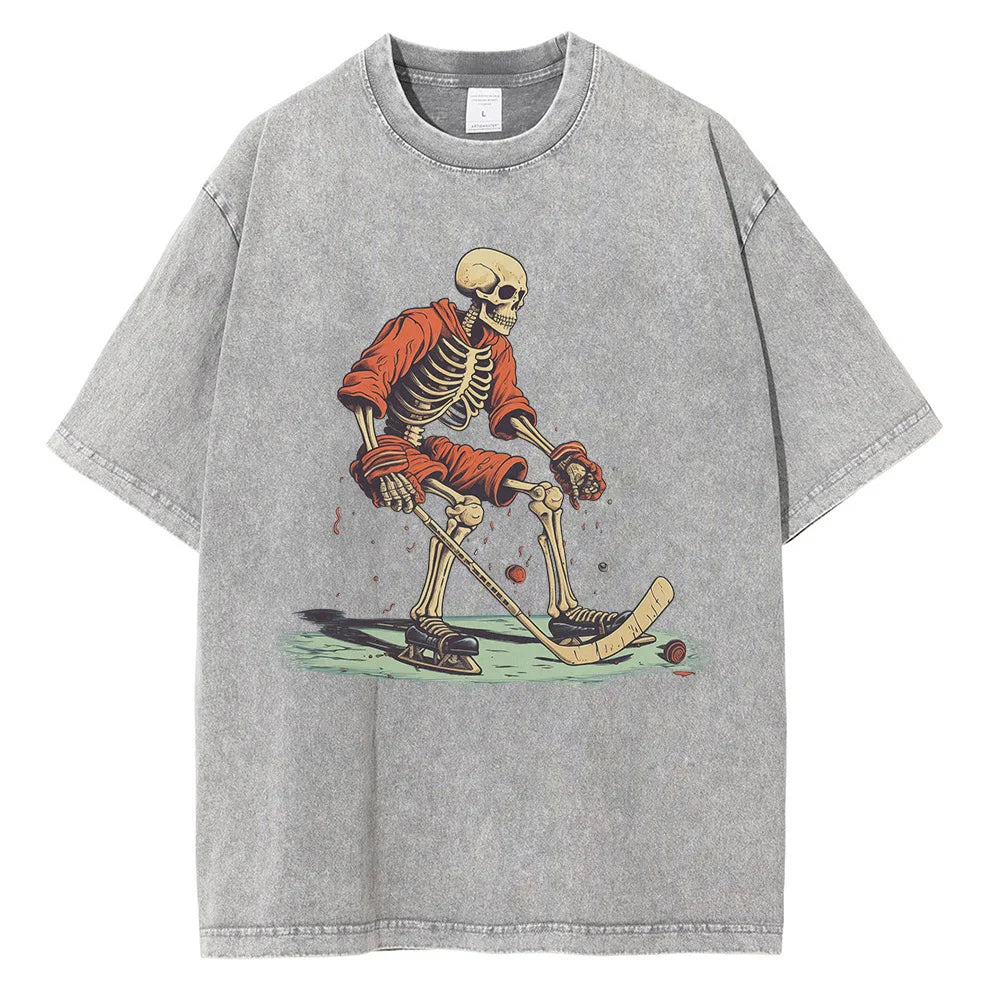 Anime Lost Skull Vintage Tshirt Grey