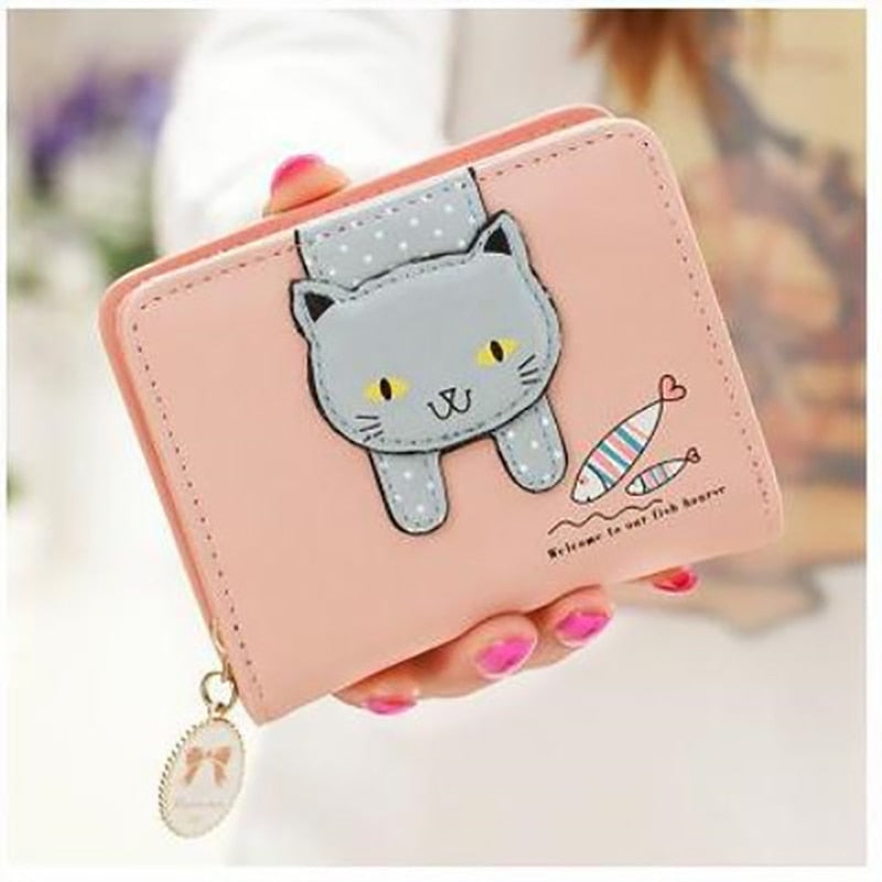 Japanese Anime Neko Cat Wallet Purse Pink