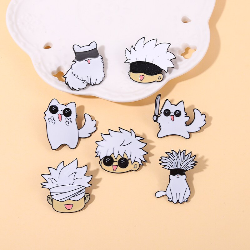 Gojo Satoru Cats Pin Badge