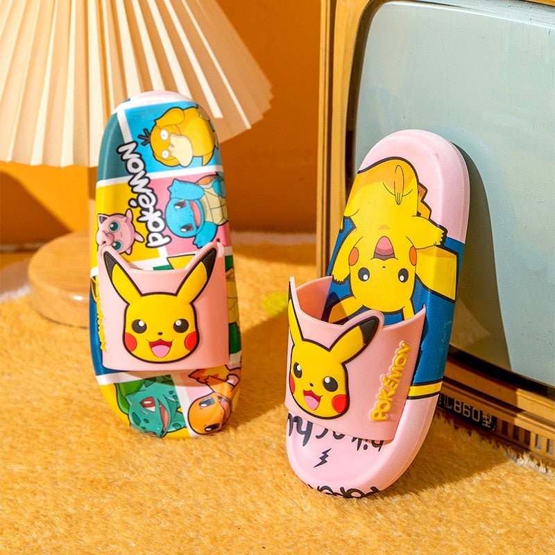 Pikachu Slippers Flip Flops pikaqiu tuoxie pink