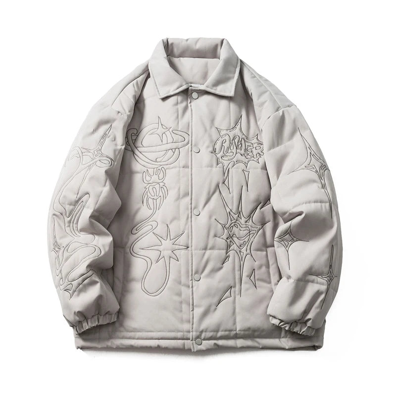 Celestial Embroidery Puffer Jacket GRAY