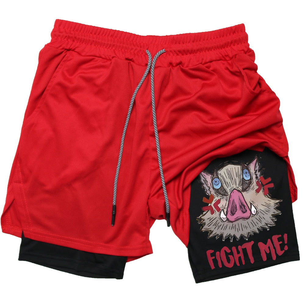 Demon Slayer Double Layer Mesh Shorts Red4