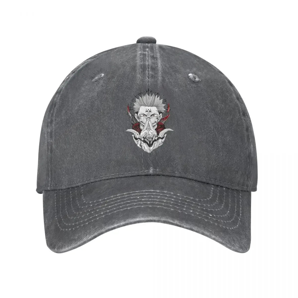 Jujutsu Kaisen Sukuna Denim Cap DARK GRAY Adjustable