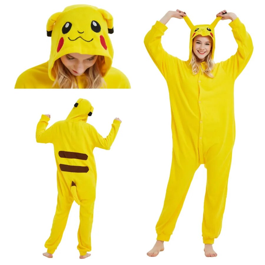 Pokemon Anime Winter Pajama Set Costume Yellow