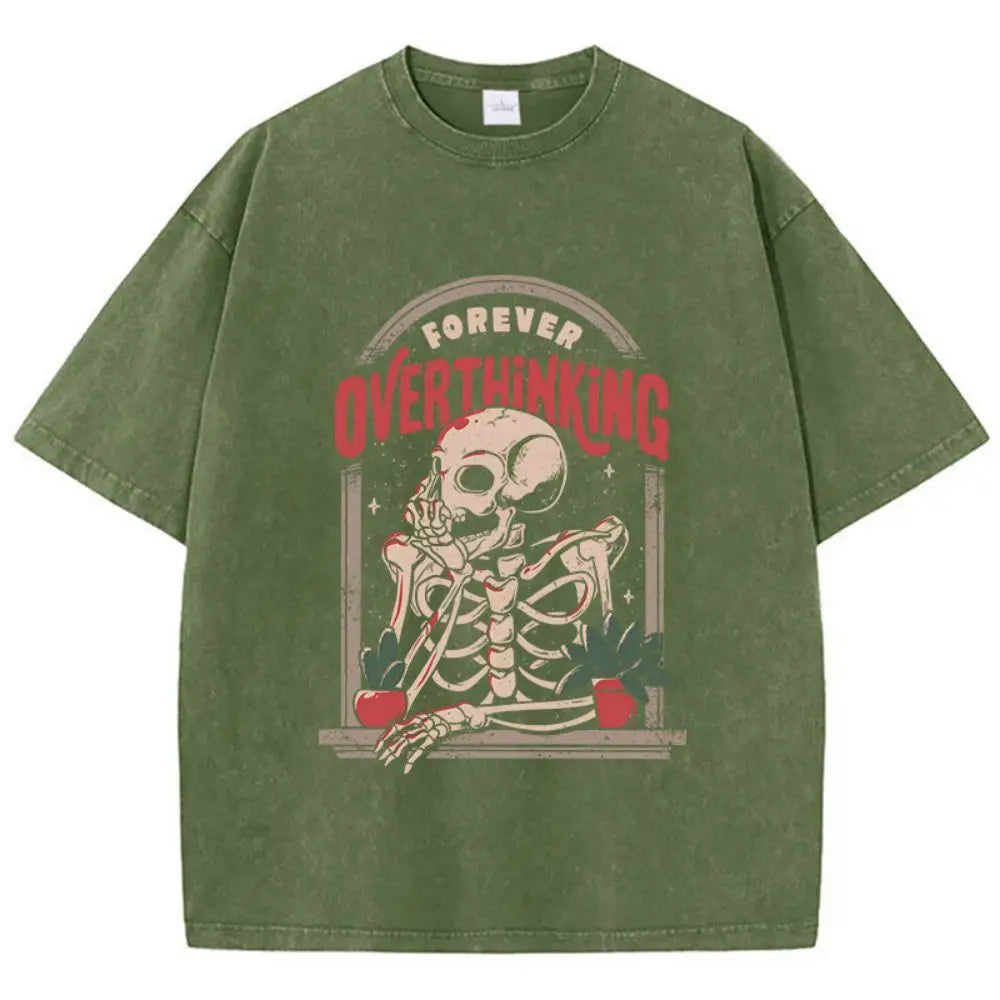 Anime Overthinking Vintage Tshirt Dark Green