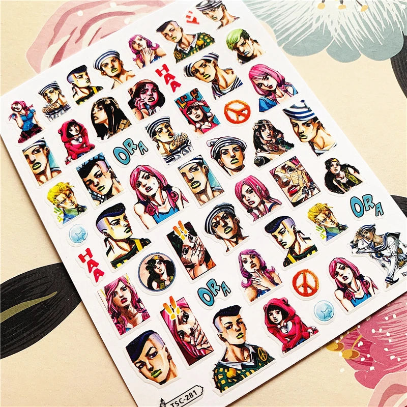 Jojo Bizarre Adventure Anime Acrylic Nails Sticker Style 23