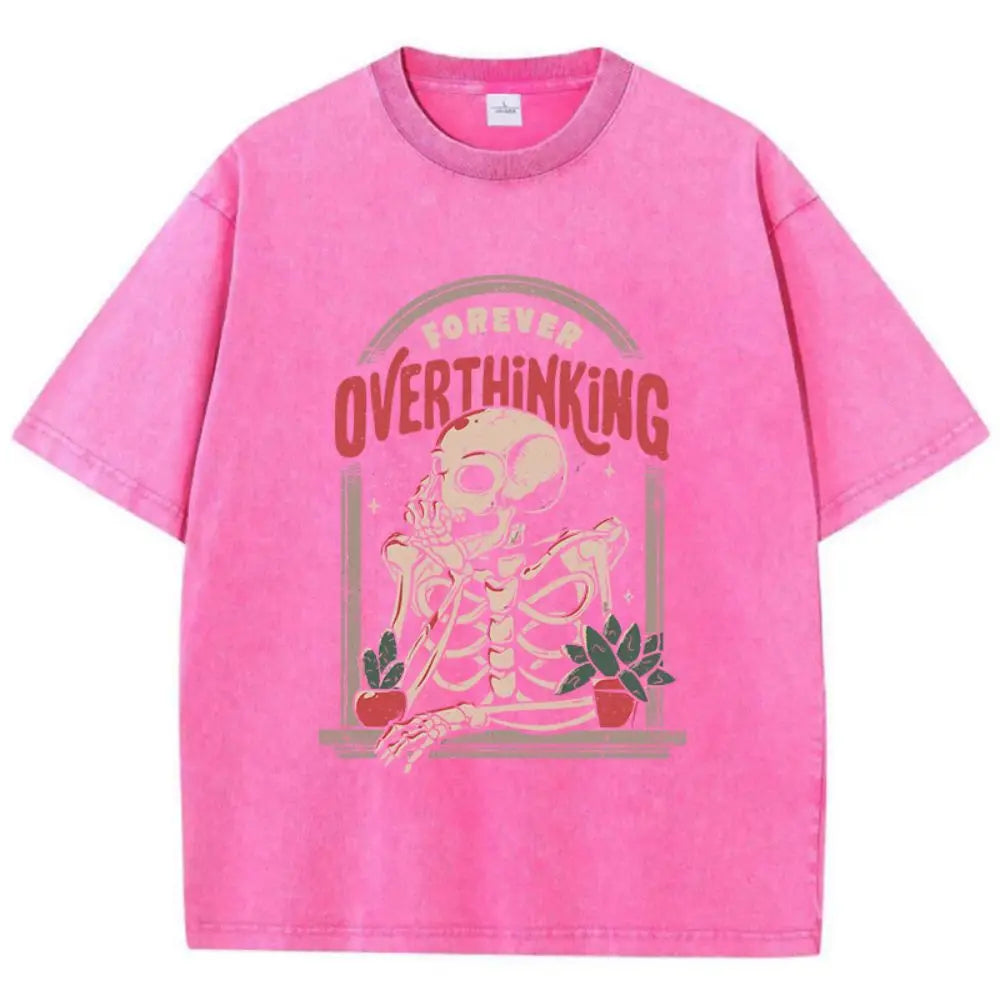 Anime Overthinking Vintage Tshirt Rose Red