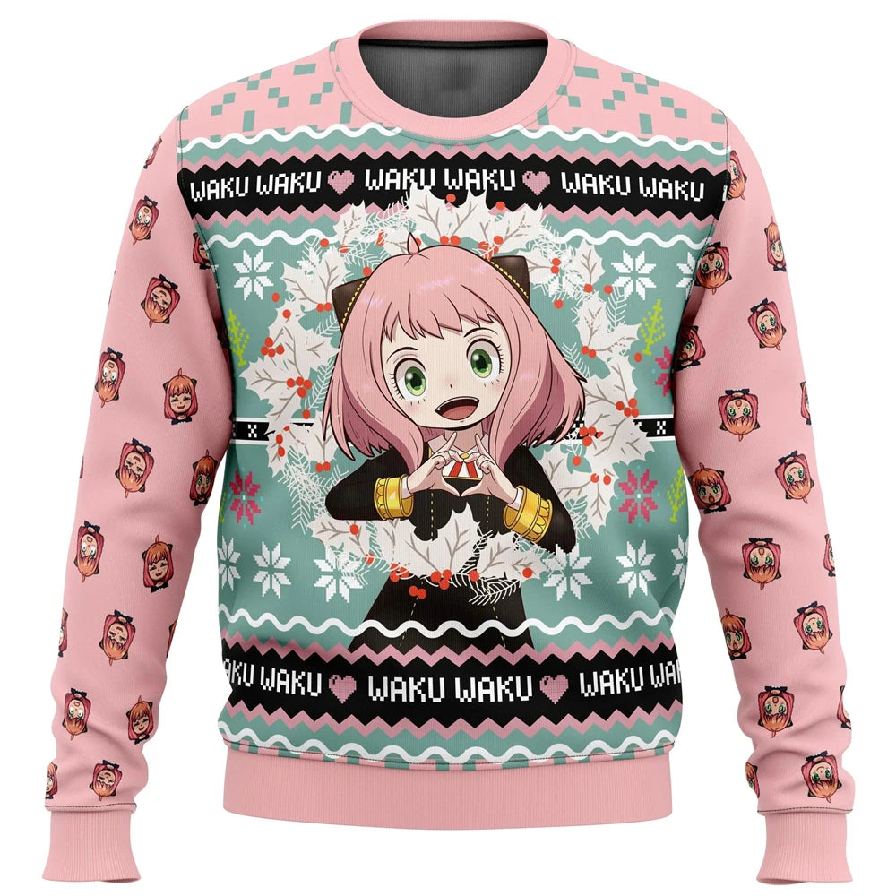 Spy X Family Ugly Christmas Sweater Pink