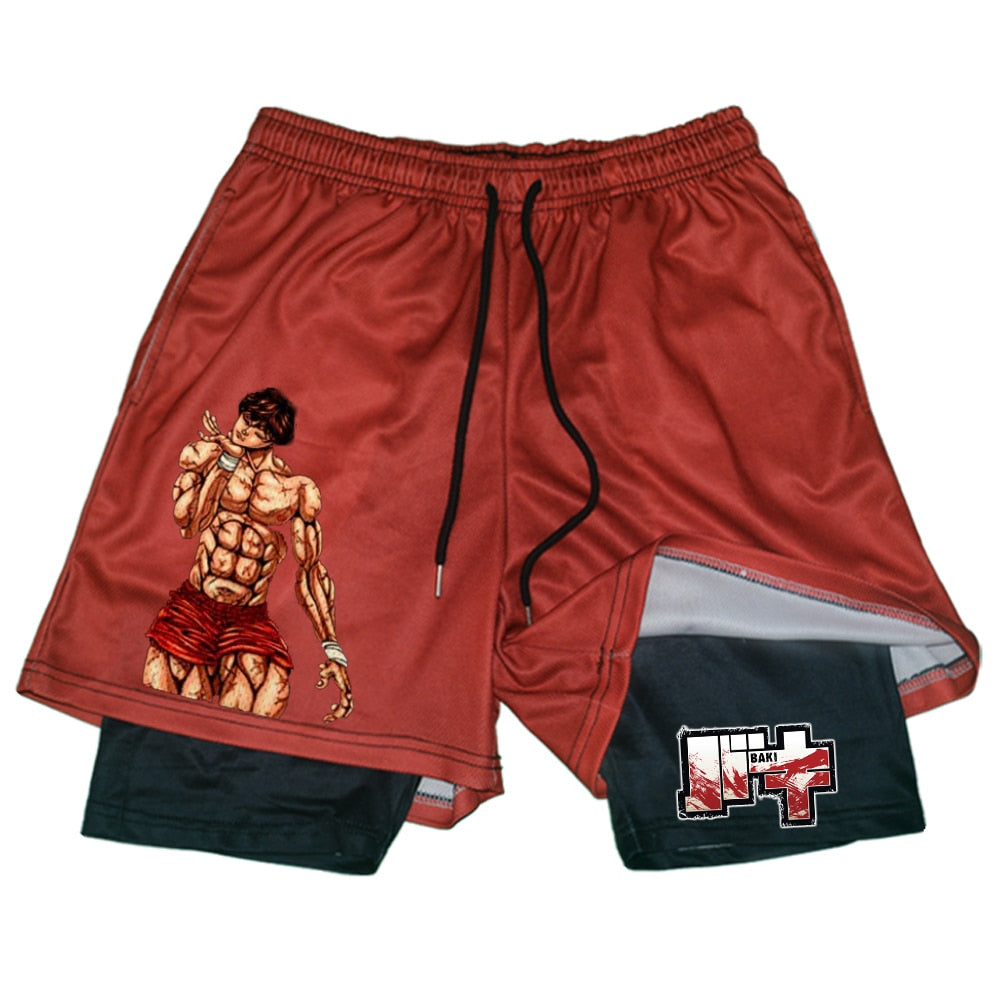 Baki Gym double-layered shorts Red2