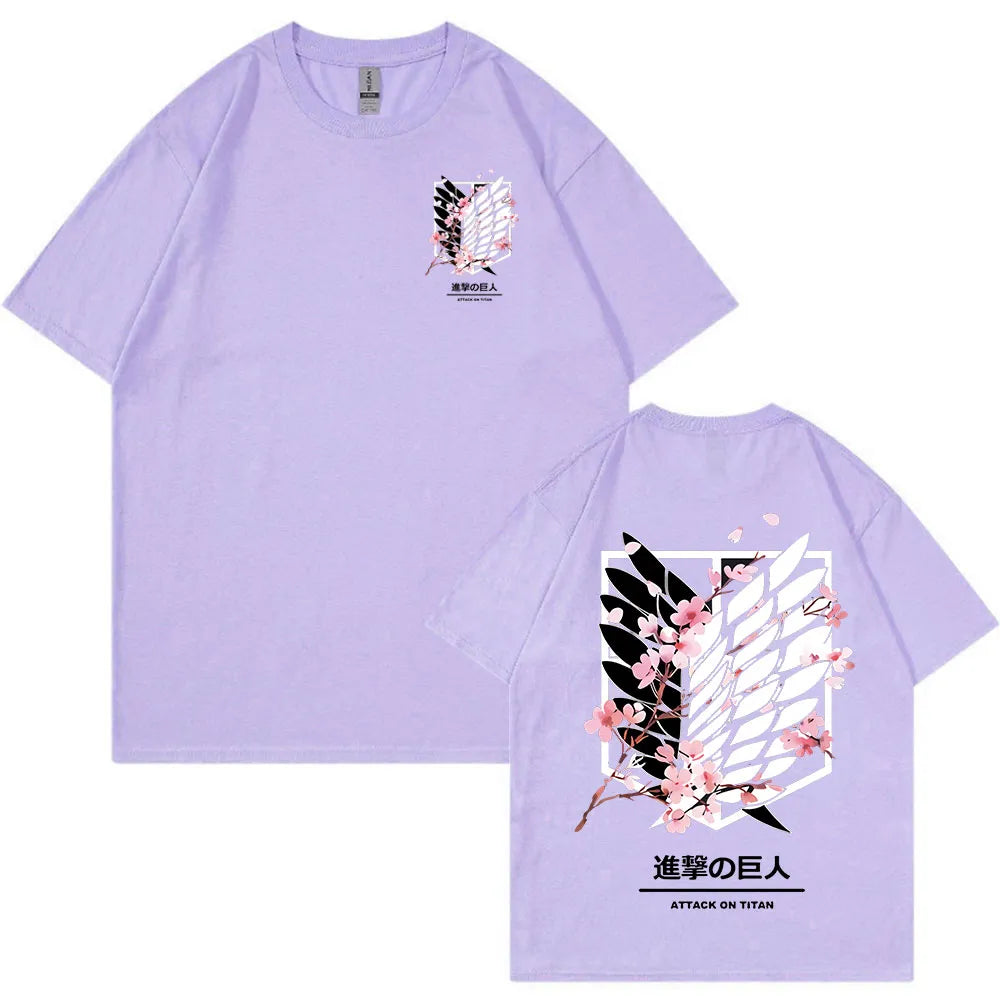 Anime Attack on Titan AOT Logo T-Shirt Light Purple