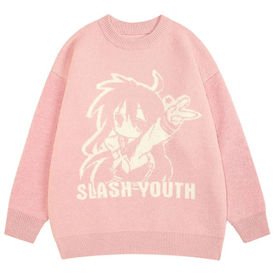 Slash Youth Anime Sweater pink