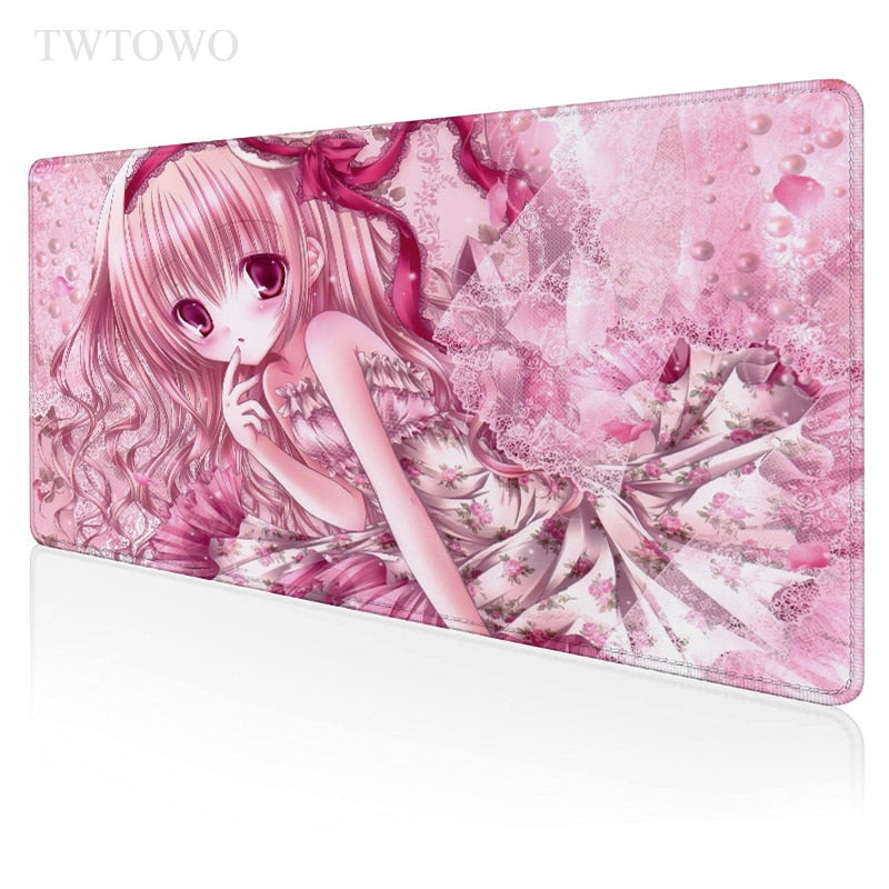 Pink Anime Kawaii Girl Large Gaming Mouse Pad 2