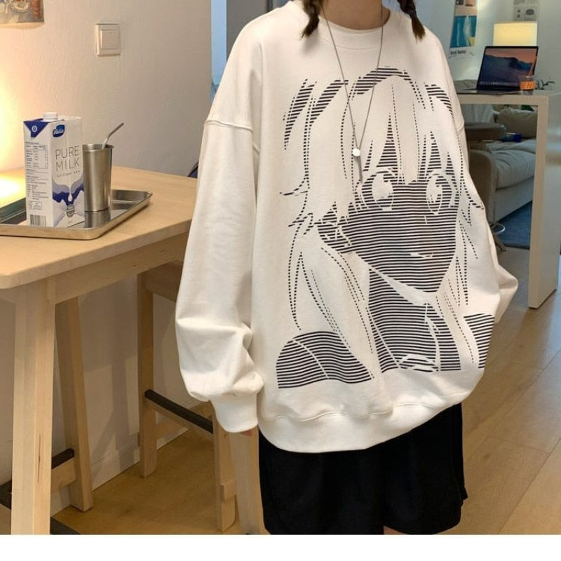 Anime Printed Sweater White2