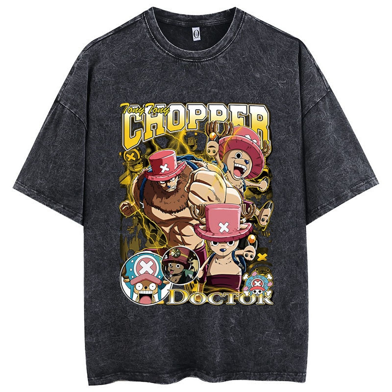 One Piece Chopper Washed T shirt Black