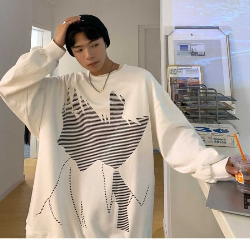 Anime Printed Sweater White1