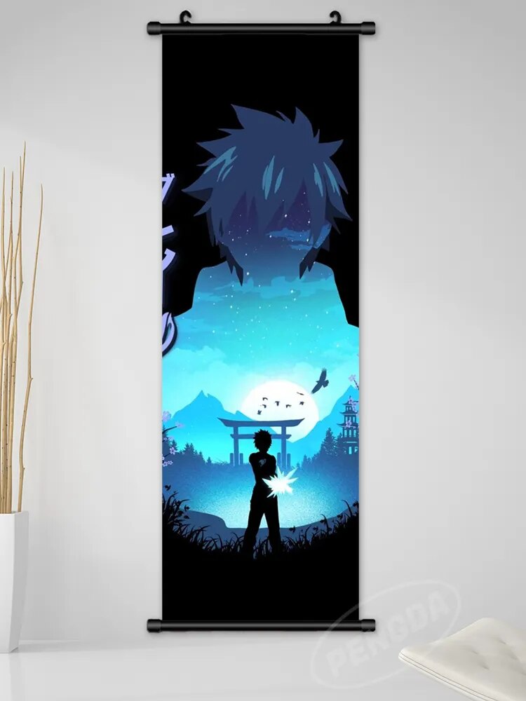 Fairy Tail Poster Canvas Hanging Scrolls Burgundy