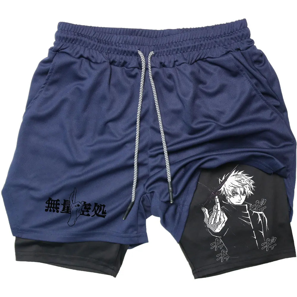 Gojo Satoru Gym Compression Shorts navy blue