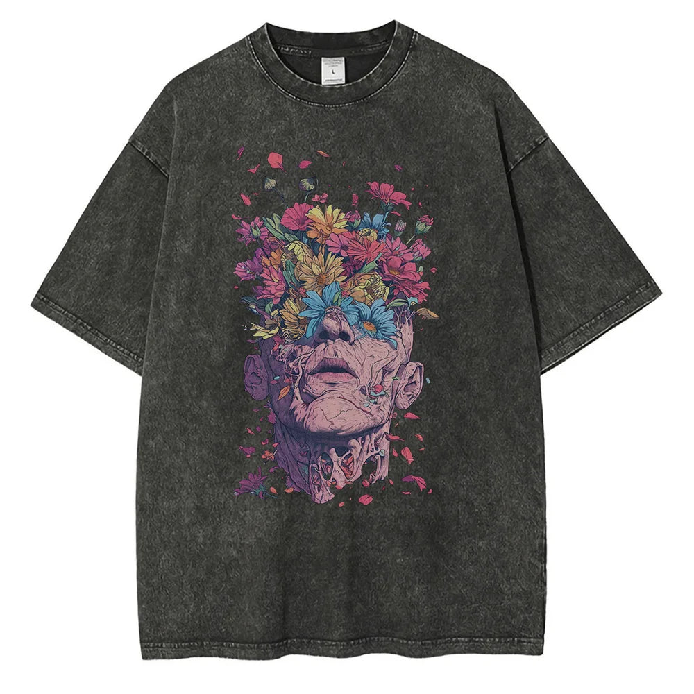 Anime Flowerboy Vintage Tshirt Black