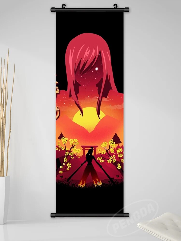 Fairy Tail Poster Canvas Hanging Scrolls Red