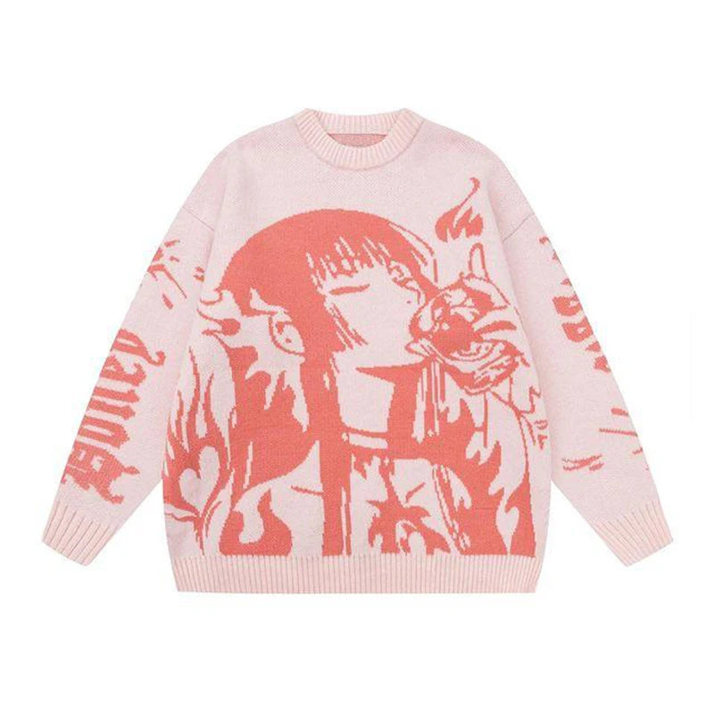 Girl with Sake Sweater Pink