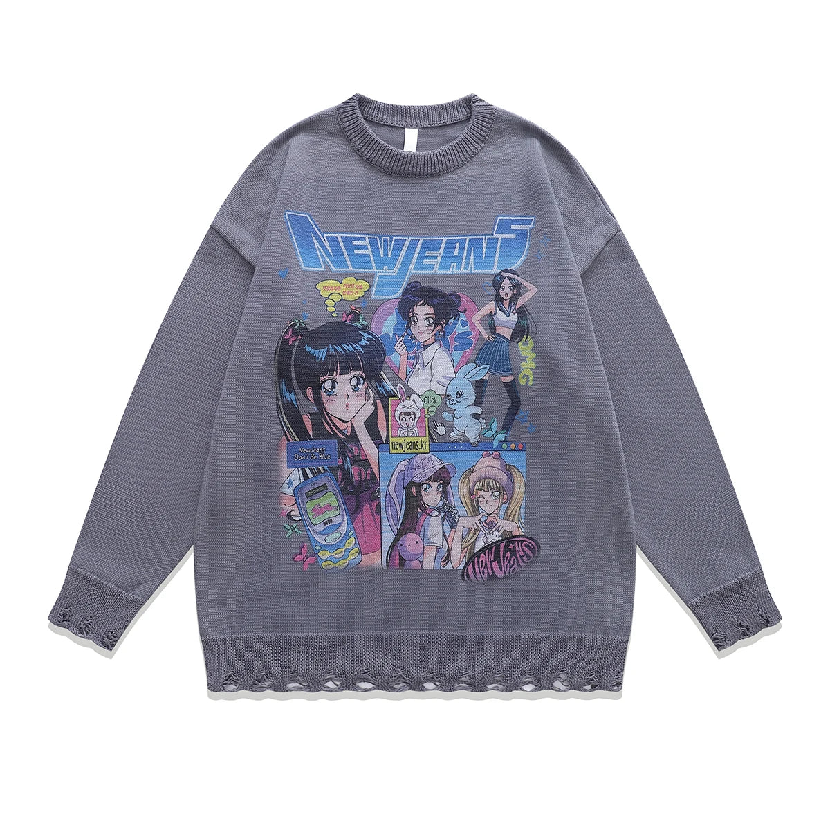 Anime New Jeans Sweater Grey