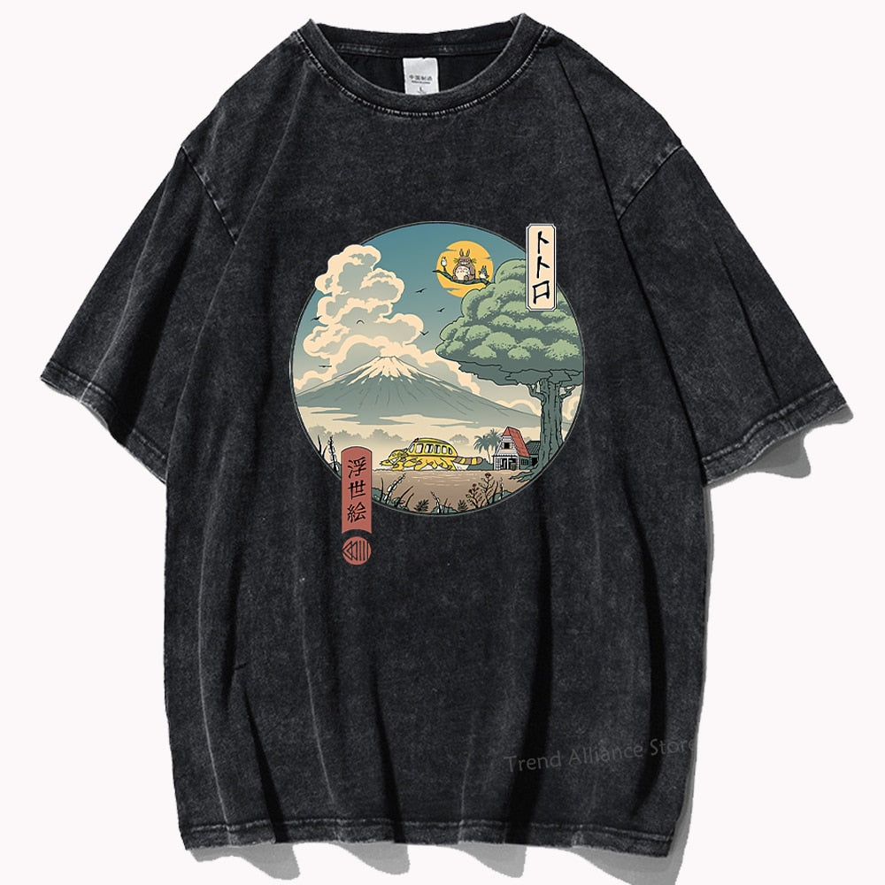 Studio Ghibli T shirt Washed Black3