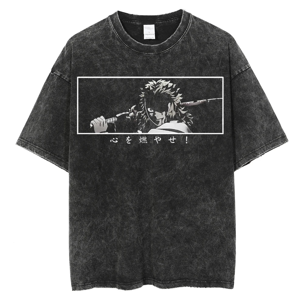 Demon Slayer Rengoku Vintage Tshirt Black 12