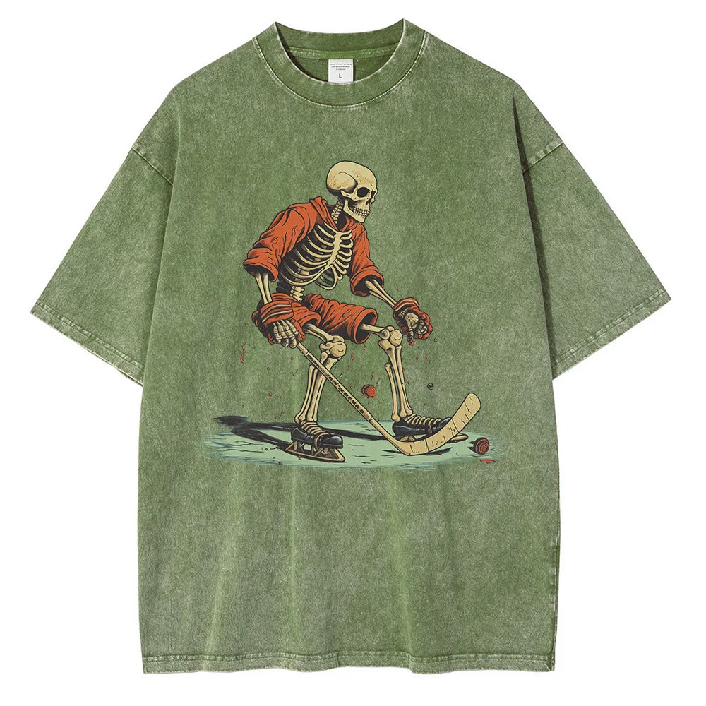 Anime Lost Skull Vintage Tshirt Army Green