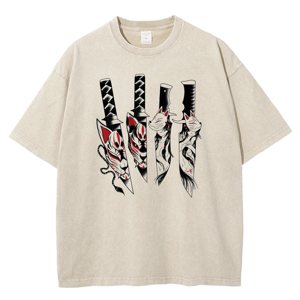 Anime OniMask katana Vintage Tshirt Style 5