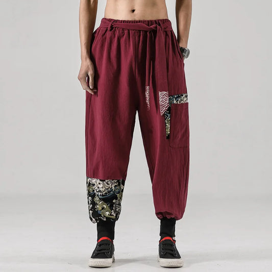 Samurai Japanese kimono Trouser Win Red